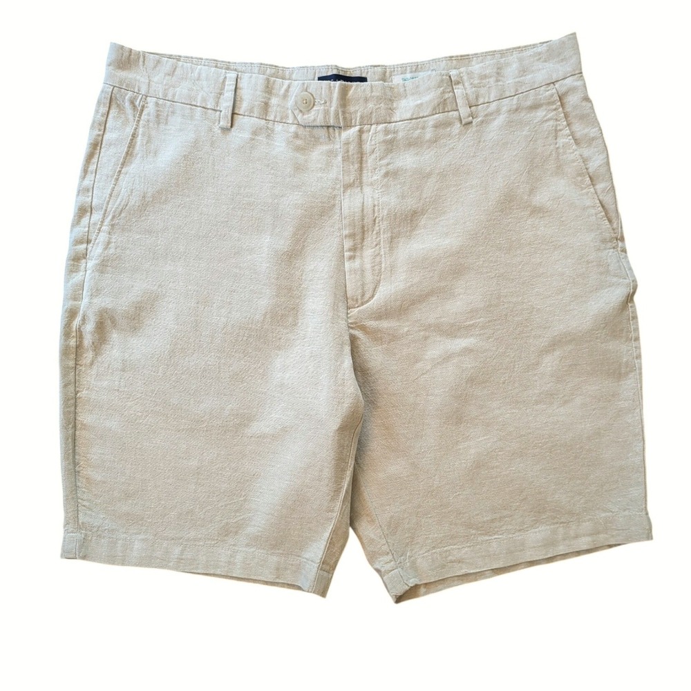 Jos. A. Bank Tailored Fit Flax‎ Linen Cotton Blend Shorts Mens 38R Beige Tan